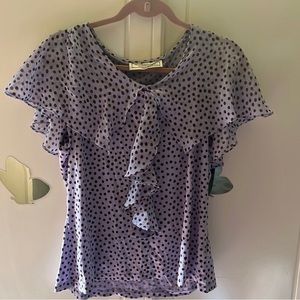 (2)SIMONTON Tops Size Large (1) brown with polka dot very pretty.(1) purple